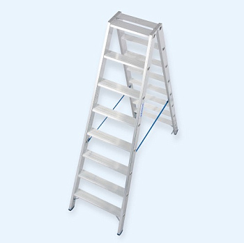 Двусторонняя алюминиевая стремянка со ступенями Krause Stabilo 2х8 (124760)